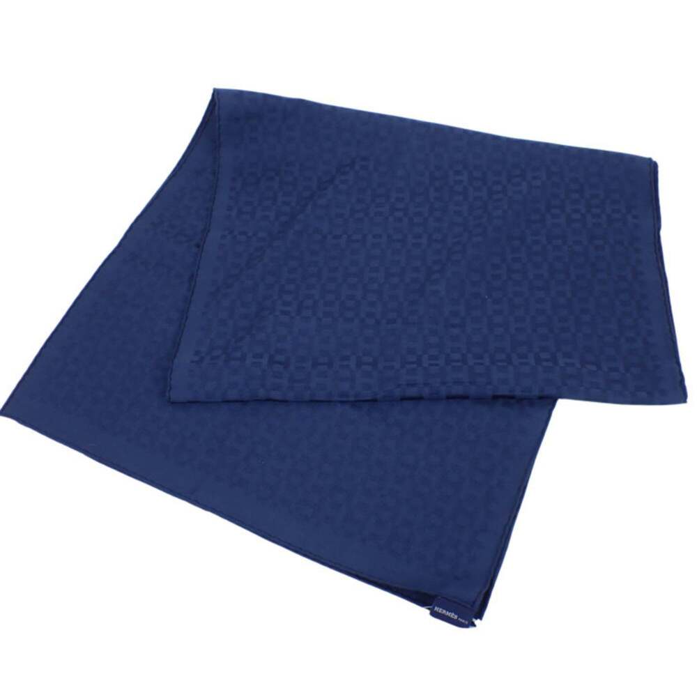 HERMES Authentic Blue Silk Scarf